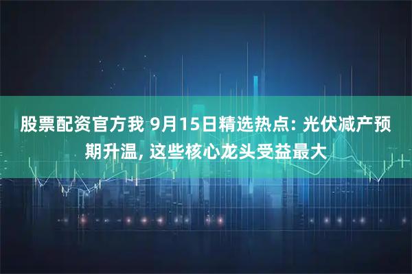 股票配资官方我 9月15日精选热点: 光伏减产预期升温, 这些核心龙头受益最大